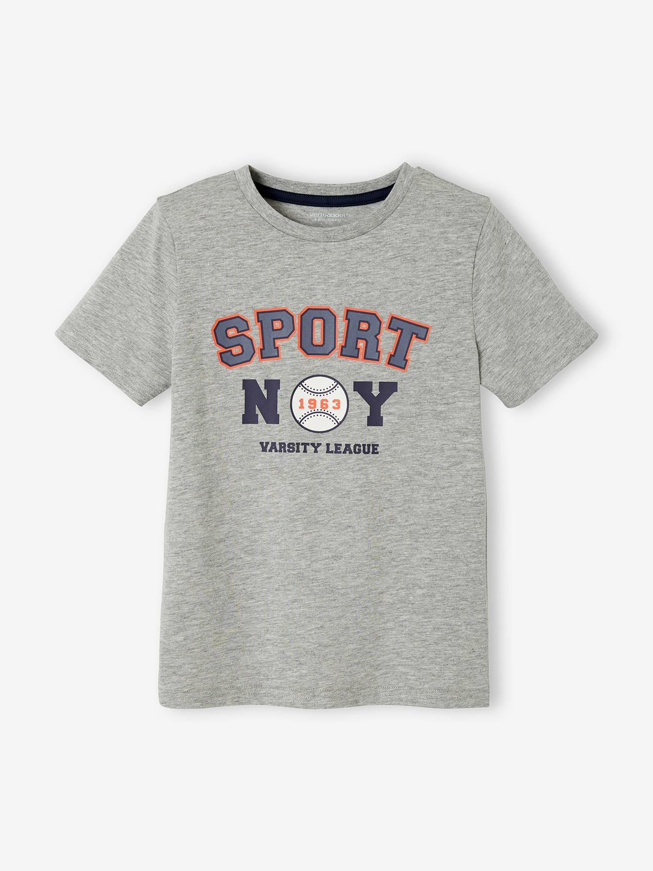 T-shirt team sport Basics garçon gris chiné moyen