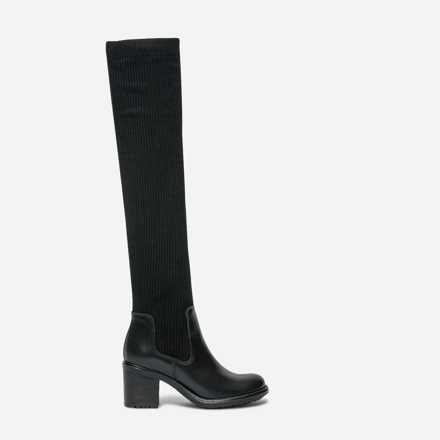 Botte chaussette en cuir noir