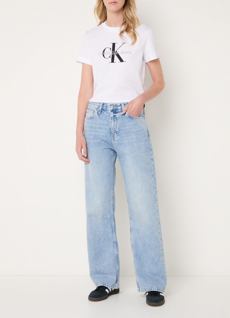 Blugi evazați cu talie înaltă Calvin Klein, decolorare medie