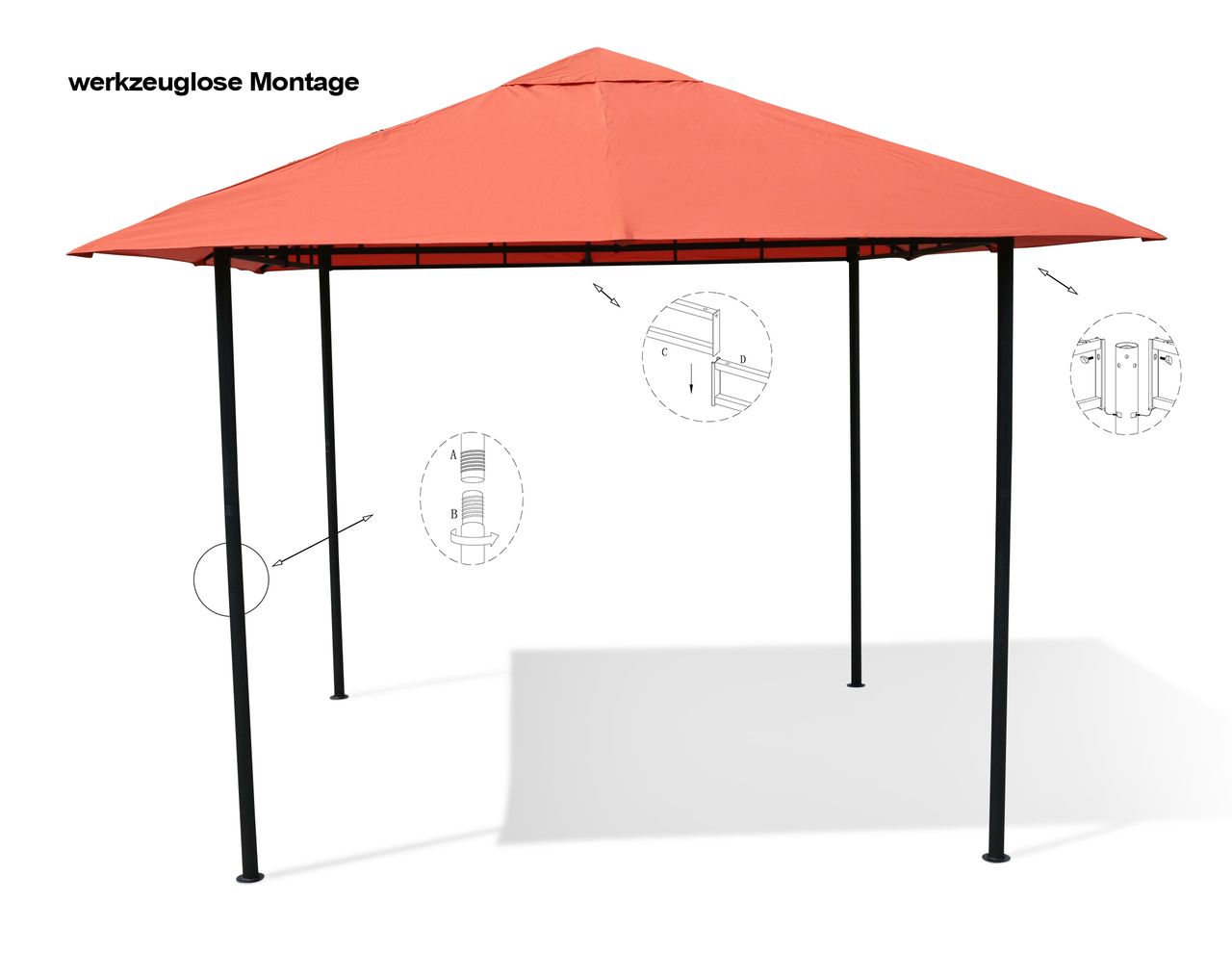Grasekamp Antikpavillon Amalfi Flex 3 x 3 m Terra Gartenpavillon Partyzelt