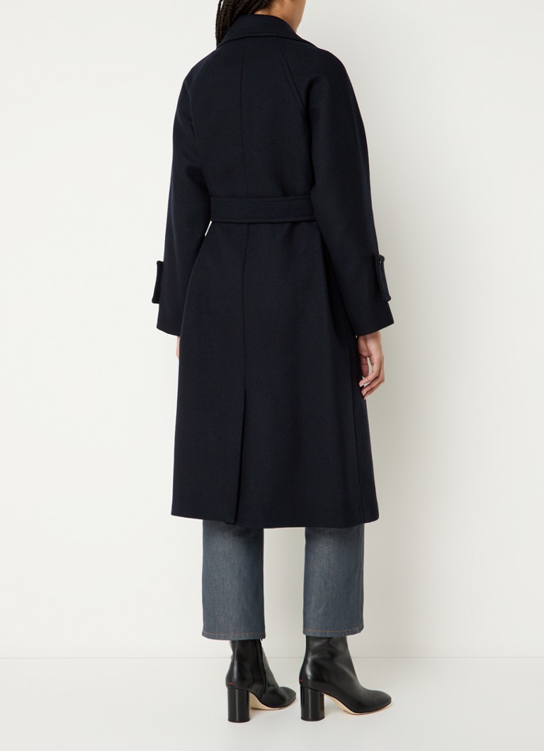 Claudie Pierlot Wool blend coat with tie belt and side pockets