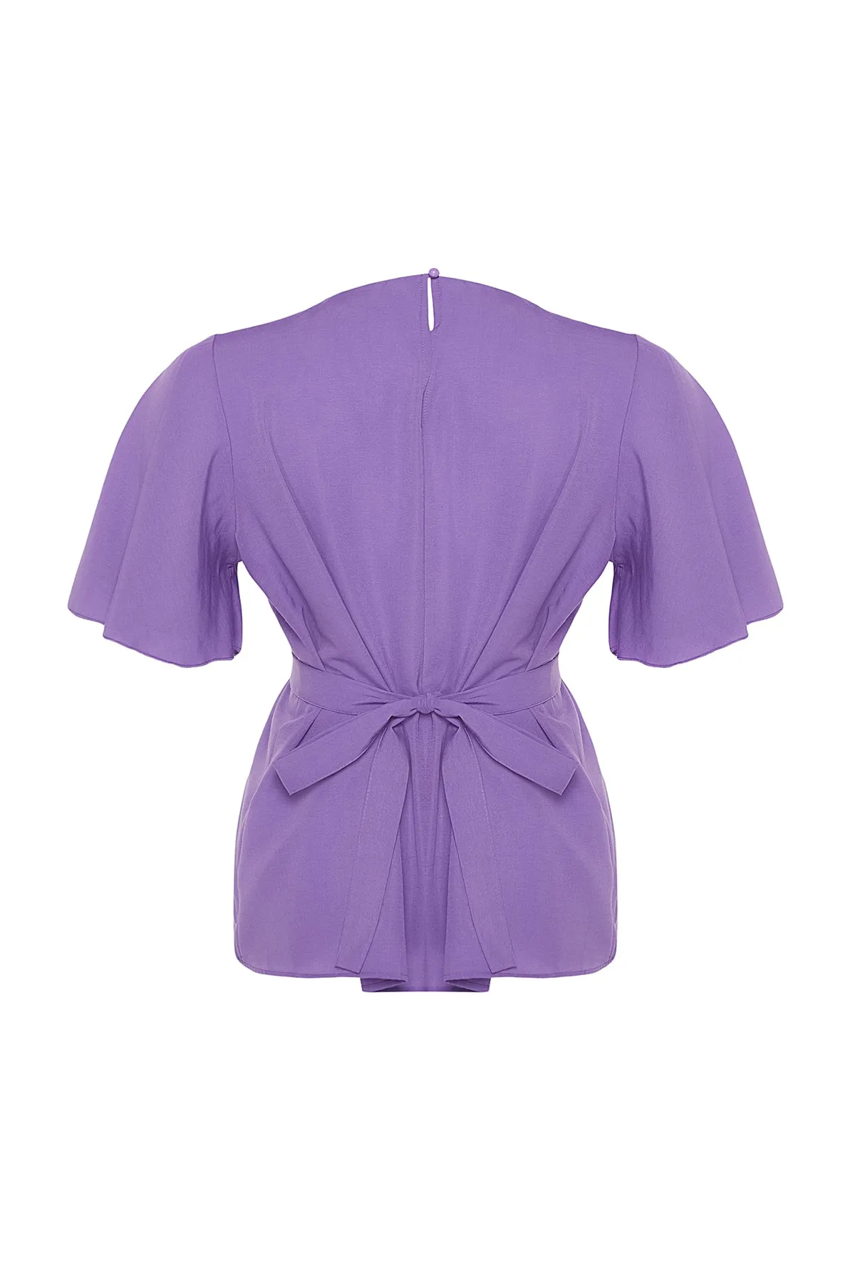 Trendyol Curve  Lila gewebte Bluse mit Krawattendetails TBBSS22BZ1316