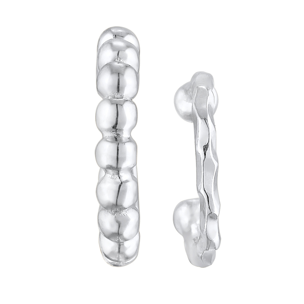 Elli Elli Boucles d'Oreilles Femmes Earcuff Set Boules Martelé en argent sterling 925 Boucles d'oreilles