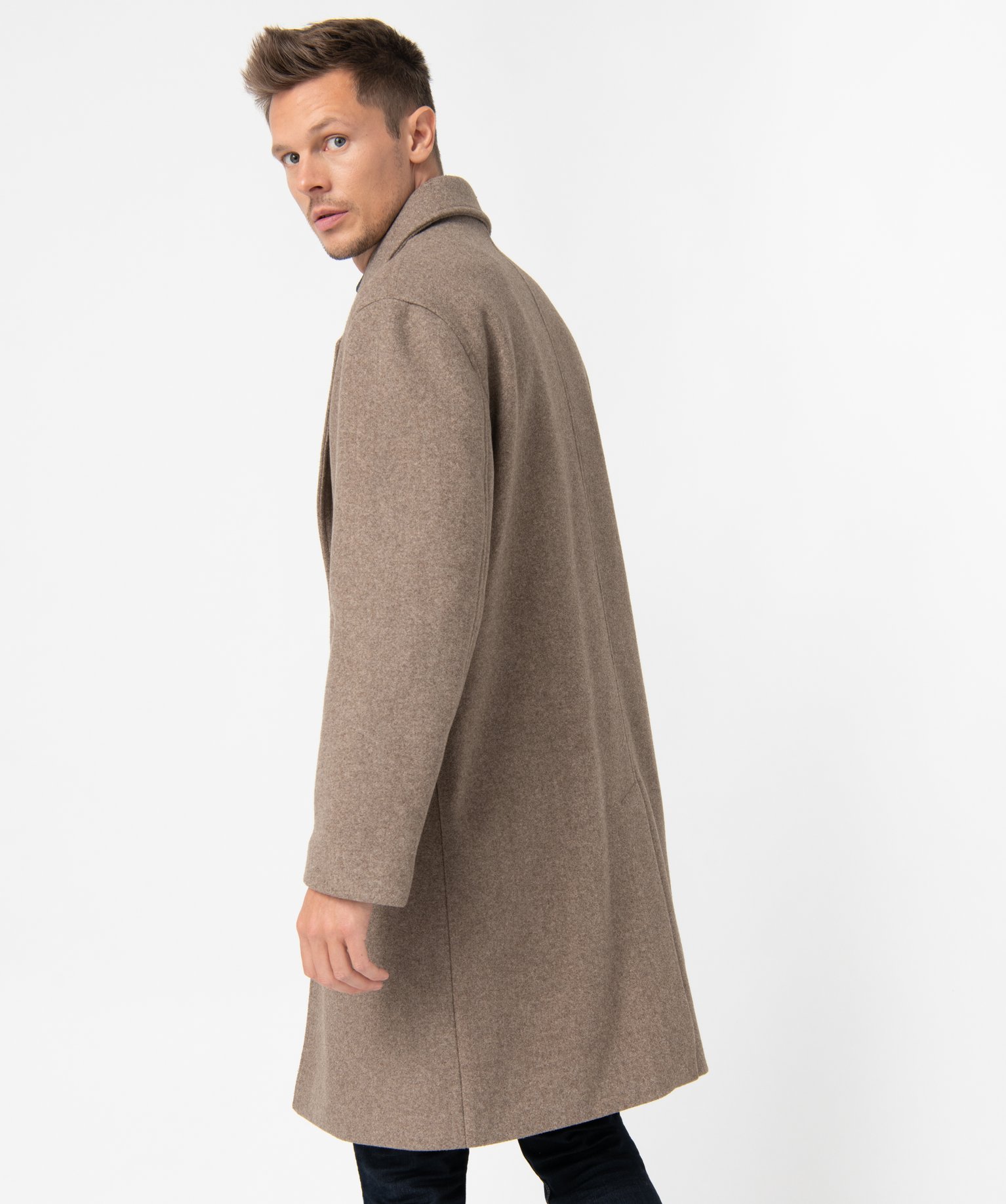 Manteau homme court coupe oversize beige | GEMO