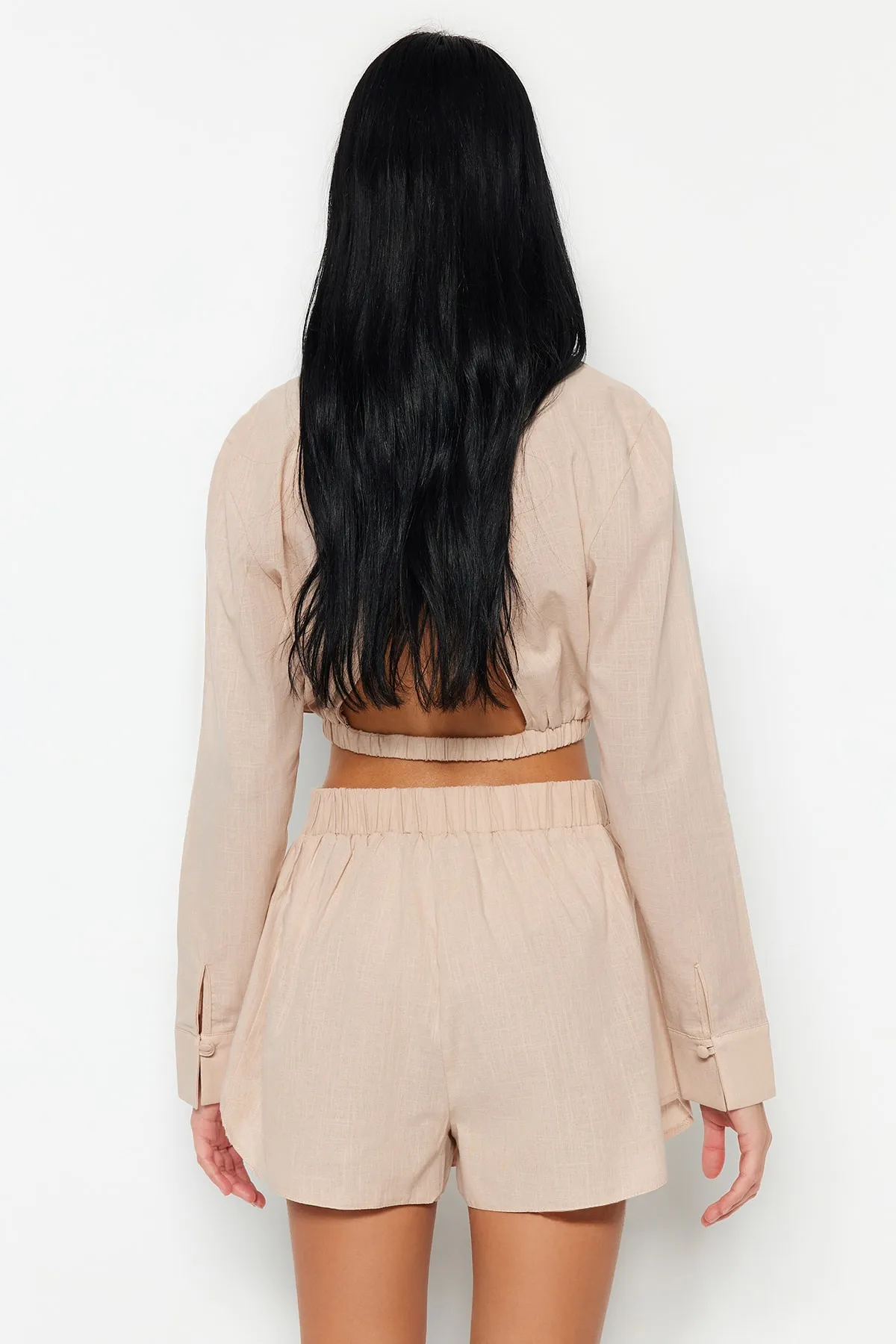 Trendyol Collection  Shorts - Beige - Hoher Bund
