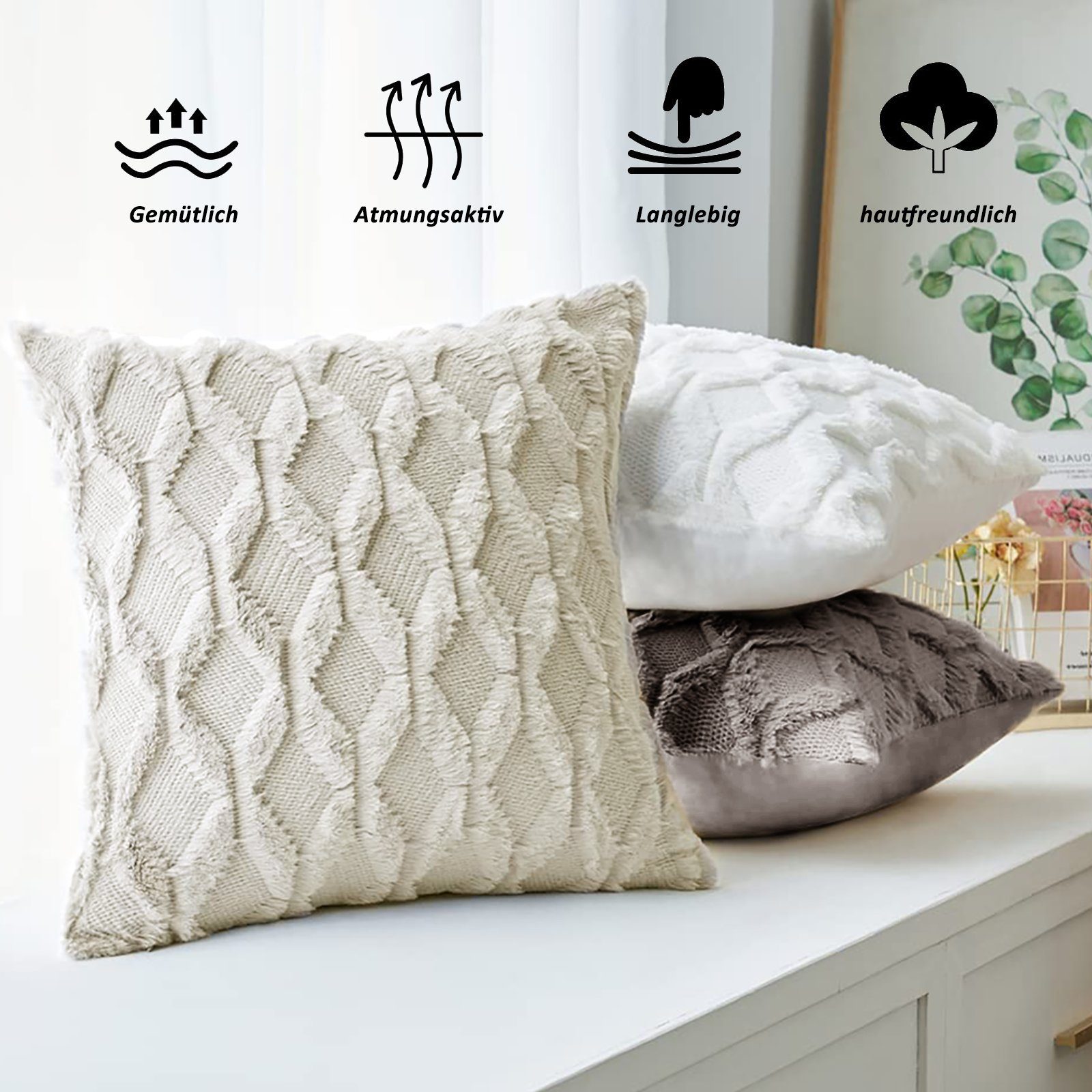 Kissenbezüge Kissenbezüge Plüsch Raute Kissenbezug Dekorative Zierkissenbezüge, CALIYO (2 Stück), Kopfkissenbezug für Sofa/Wohnzimmer/Schlafzimme