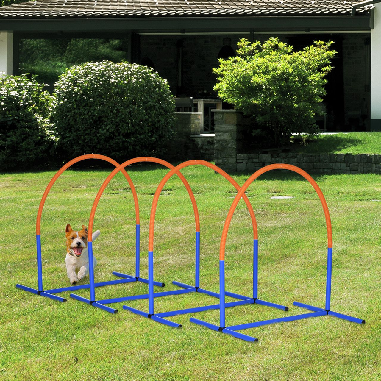 PawHut Hunde-Agility-Trainingsgeräte, Hund Agility Set, 4-teilges Steckhürdenset