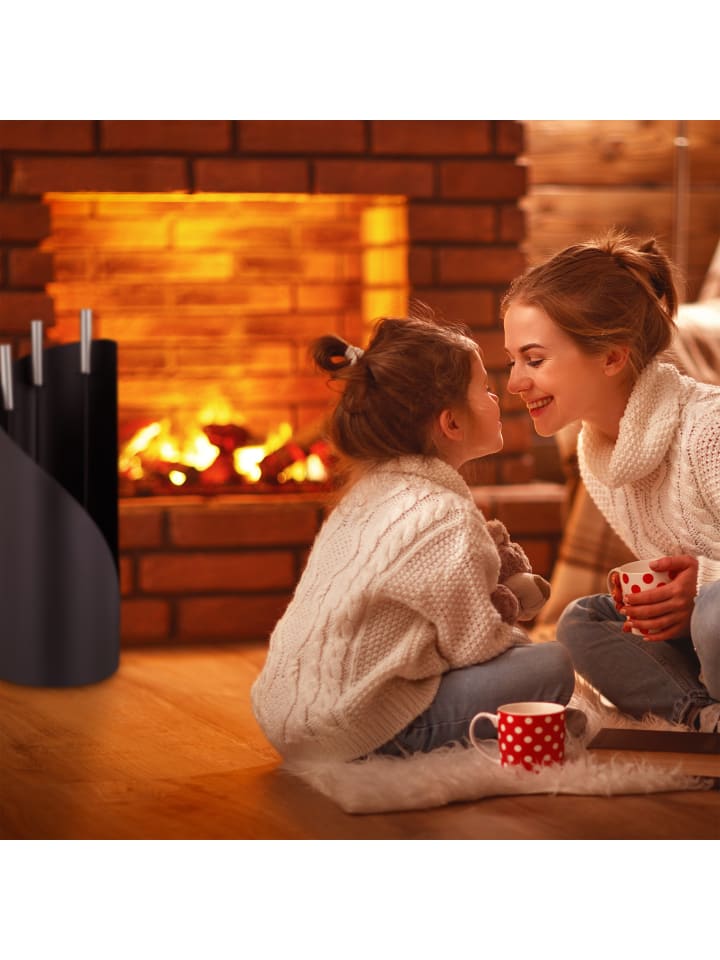 relaxdays 4tlg. Kaminbesteck in Schwarz günstig kaufen onesize
