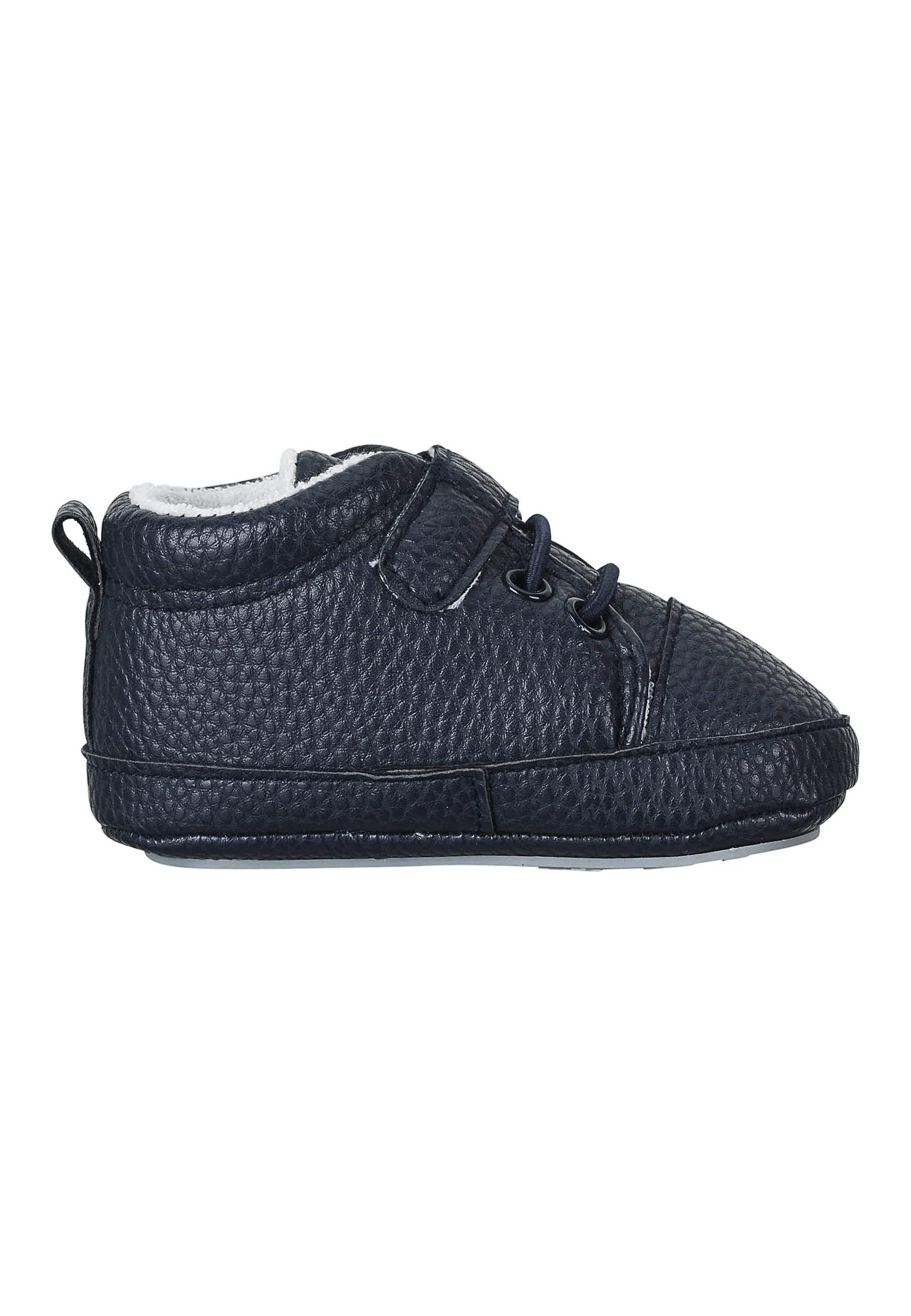 Babyschuh aus Kunstleder, Marine und Weiß