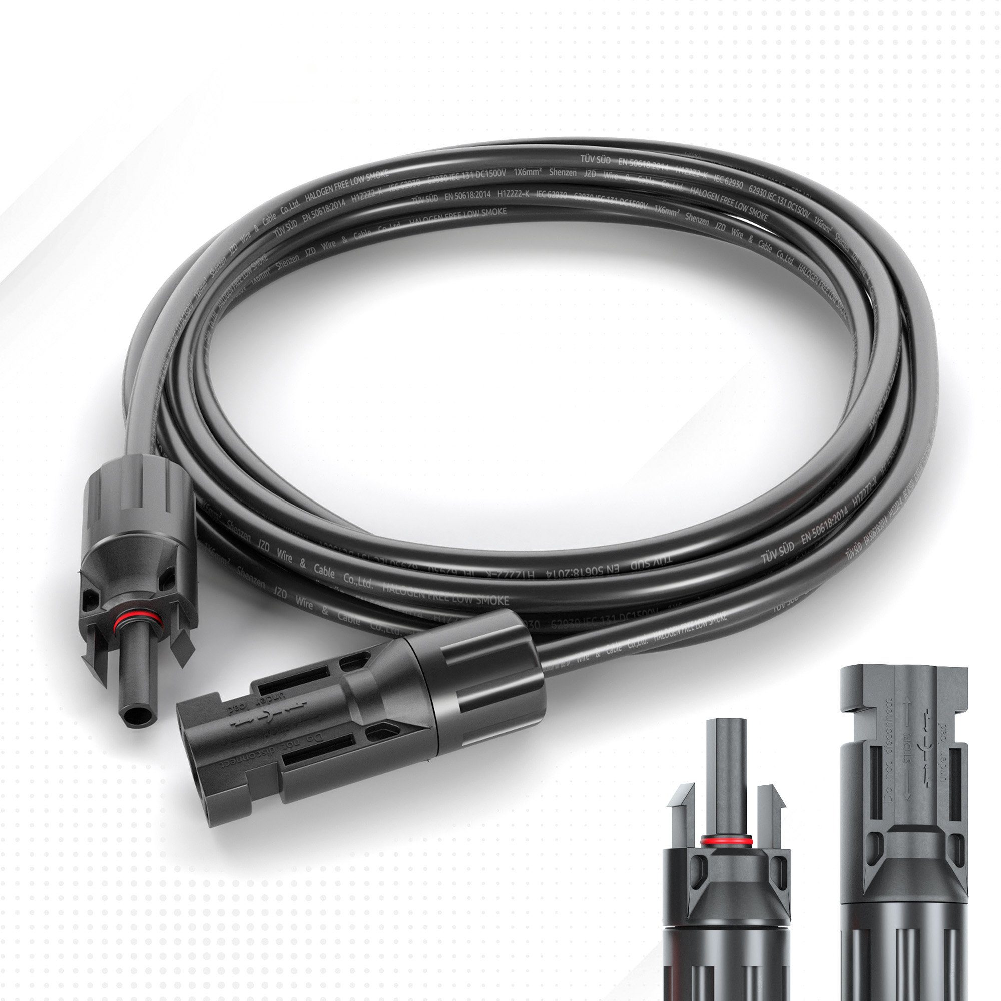 VESKA Solaranlage Solarkabel PV Stecker Solarstecker MC4 Photovoltaik, (2 Verlängerungskabel (1x rot, 1x schwarz), Kabel Set 6mm²