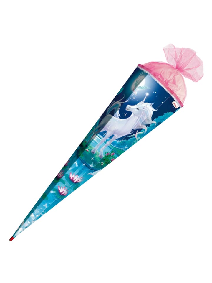 ROTH Schultüte groß Mondscheineinhorn 85 cm, Glitter Glitzerborte in Blau günstig kaufen onesize