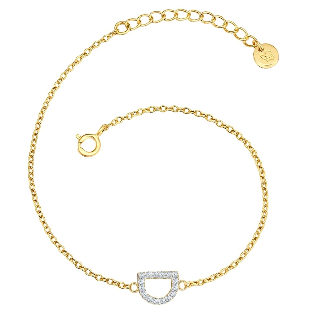 Glanzstücke München Bracelet en argent Lettre D Argent sterling Oxyde de zirconium (CZ) en Or jaune Bracelet
