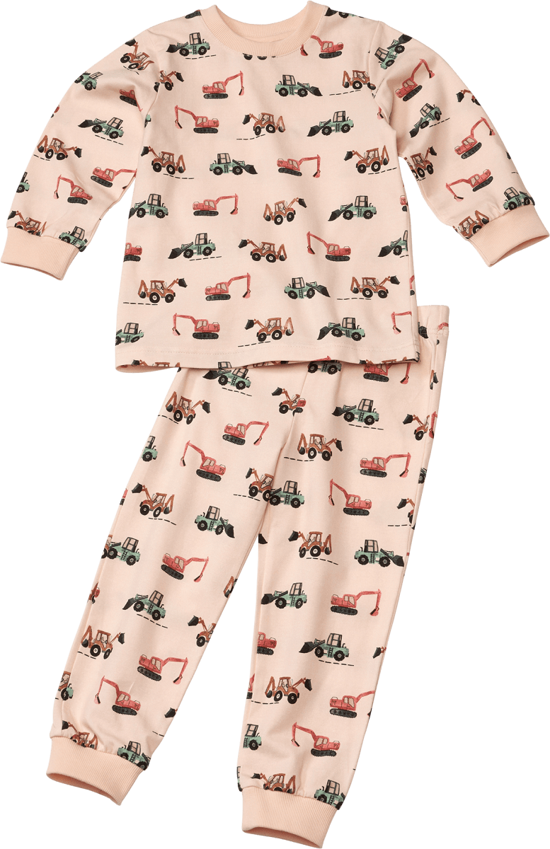 Schlafanzug mit Traktor-Muster, beige, Gr. 92, 1 St