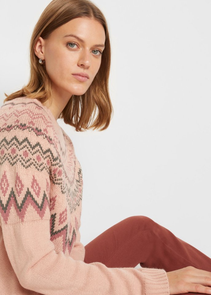 Hochgeschlossener Norweger-Pullover