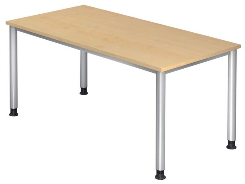 Hammerbacher Höhenverstellbar Schreibtisch Ahorn Melaminharzbeschichtete Spanplatte 4 Füße 2.000 x 1.000 x 760 mm