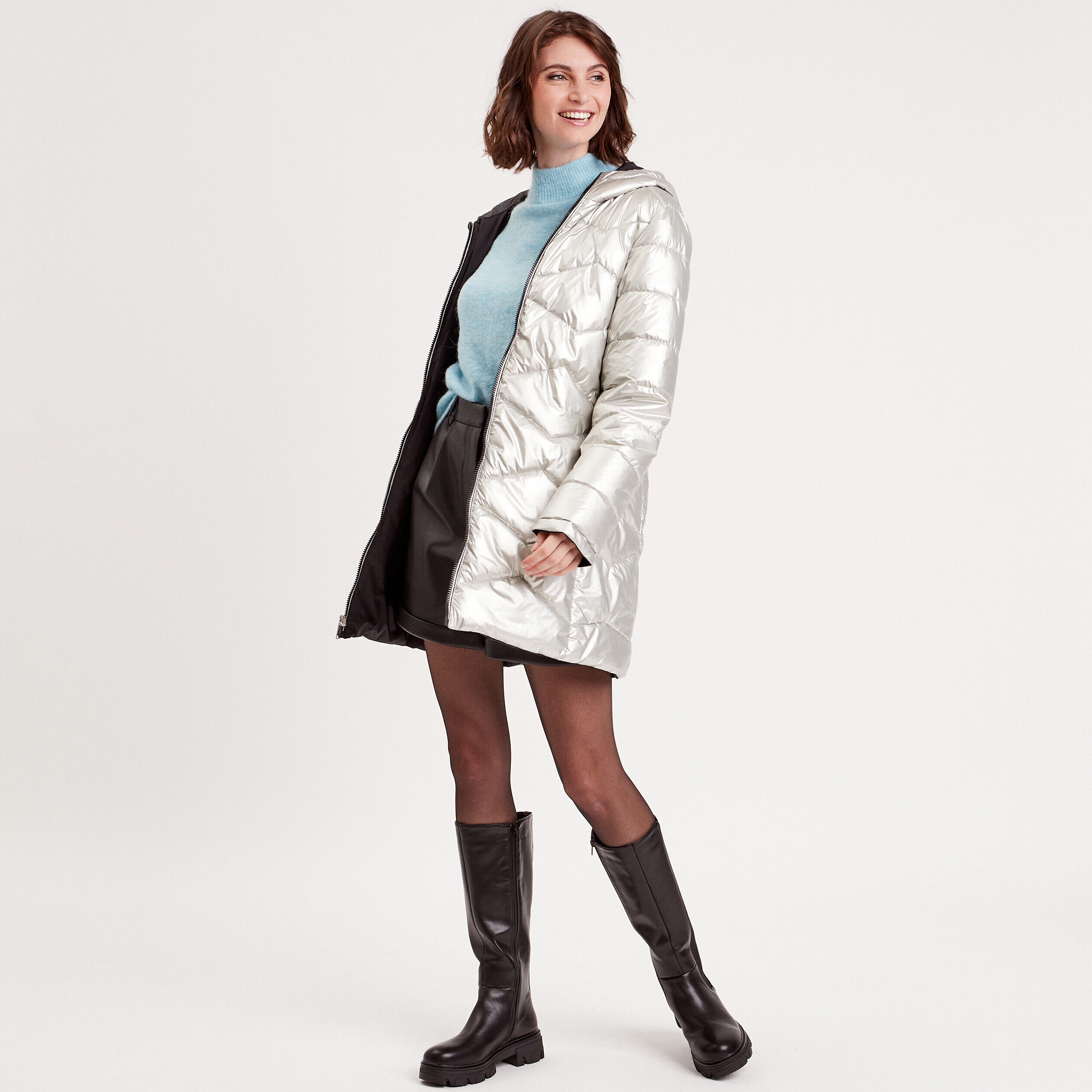 Pull col montant bleu ciel femme | Cache Cache