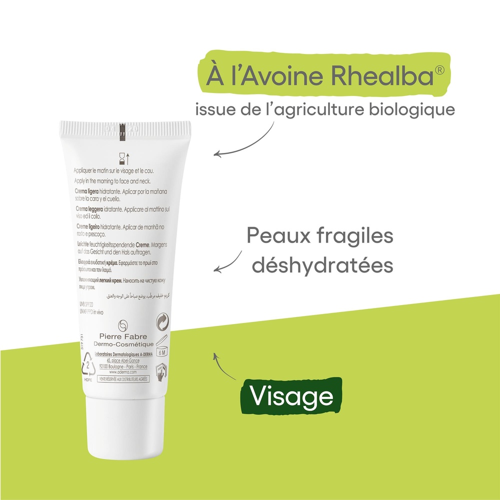 A-Derma Hydralba UV 20 Emulsion Légère 40 ml Crème hydratante