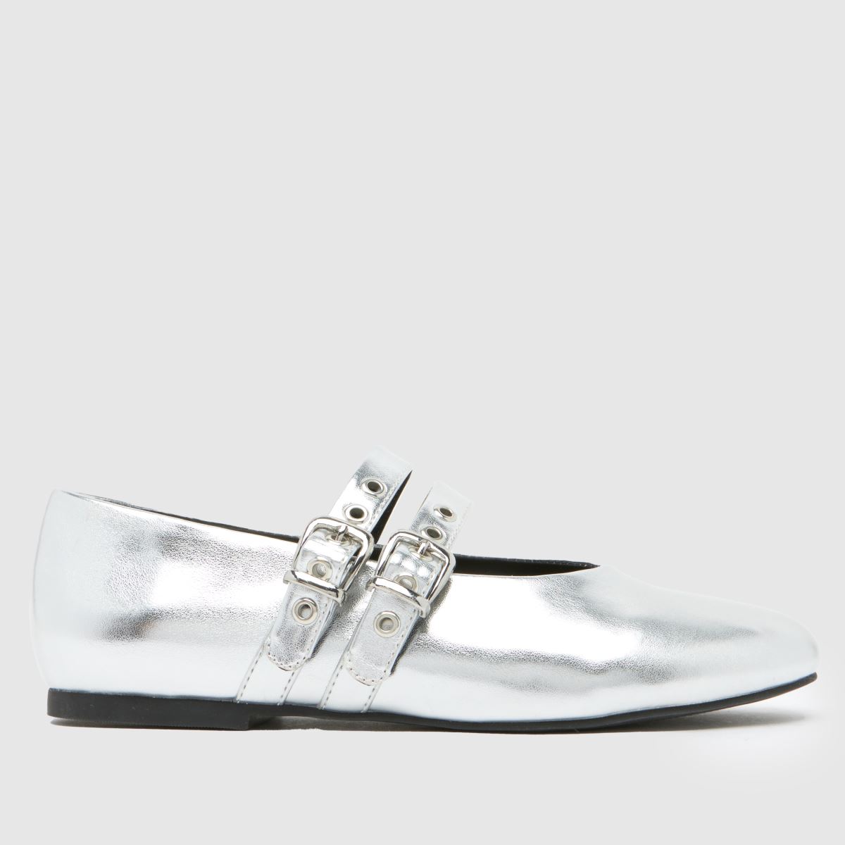 Balerinke s ploskim zgornjim delom Schuh Livy Toe v srebrni barvi