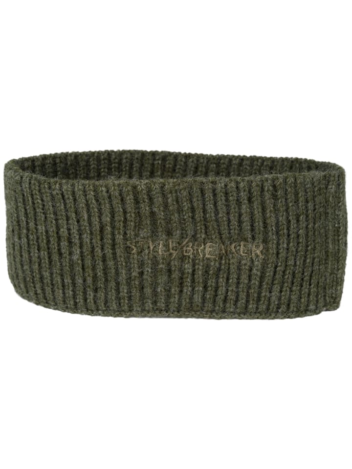 styleBREAKER Strick Stirnband mit Logo in Oliv günstig kaufen onesize