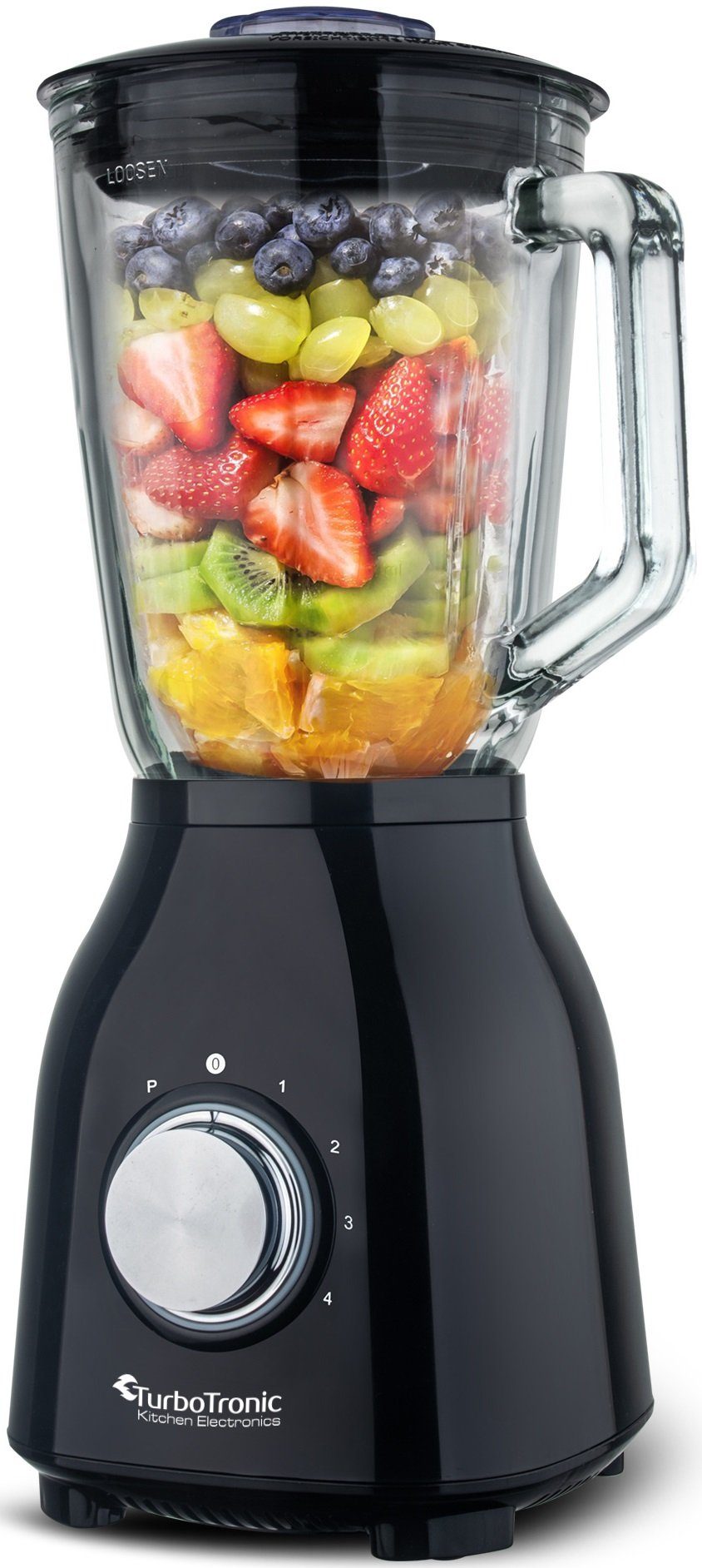 TurboTronic by Z-Line Standmixer BG6 - 1400 Watt mit 1,5L Glasbehälter, 1400 W, Glas Smoothie Mixer Maker Ice Crush Funktion Milchshaker Blender