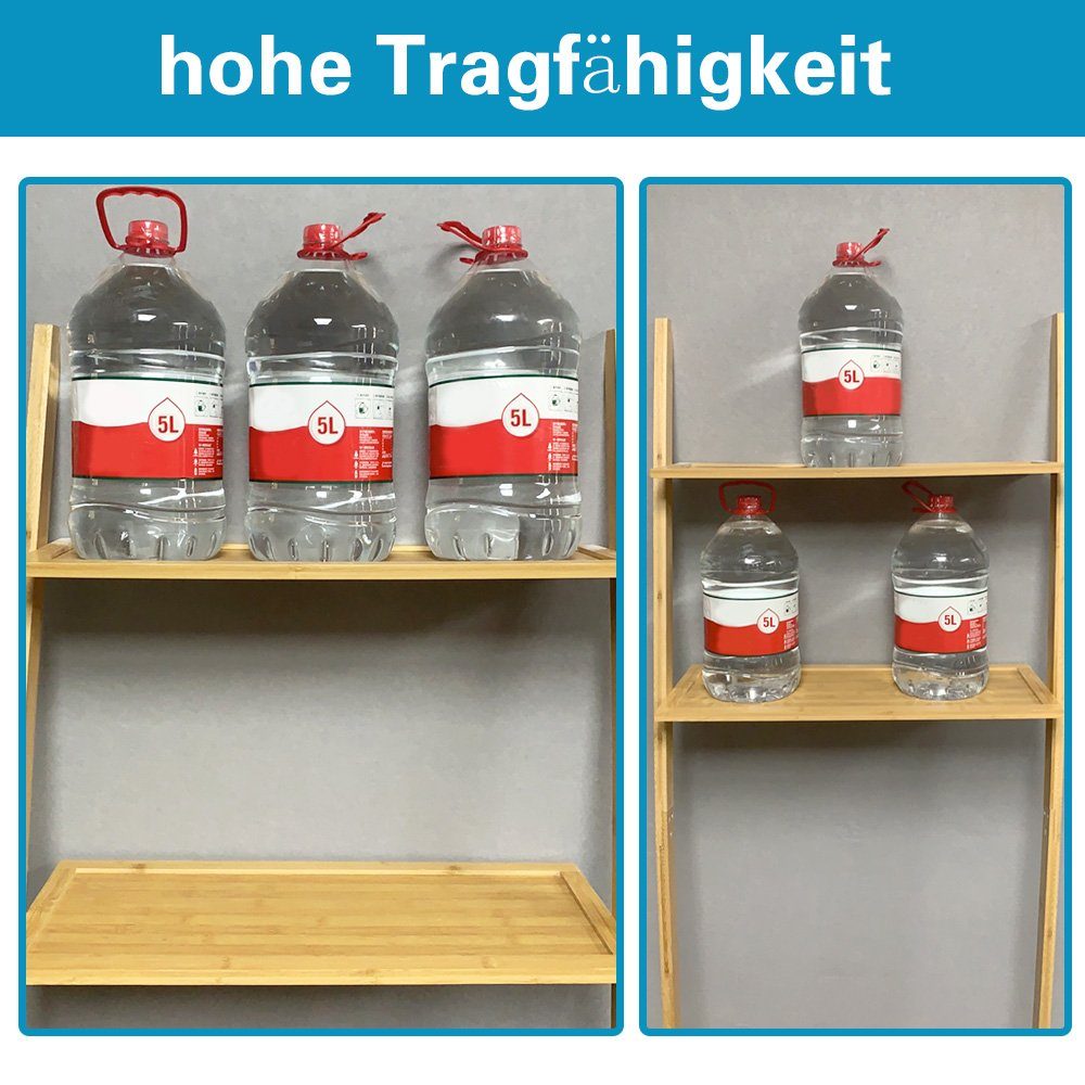 HAUOO Badregal Toilettenregal Badezimmerregal Badregal Bambus Bad Waschküche Regal, einstellen