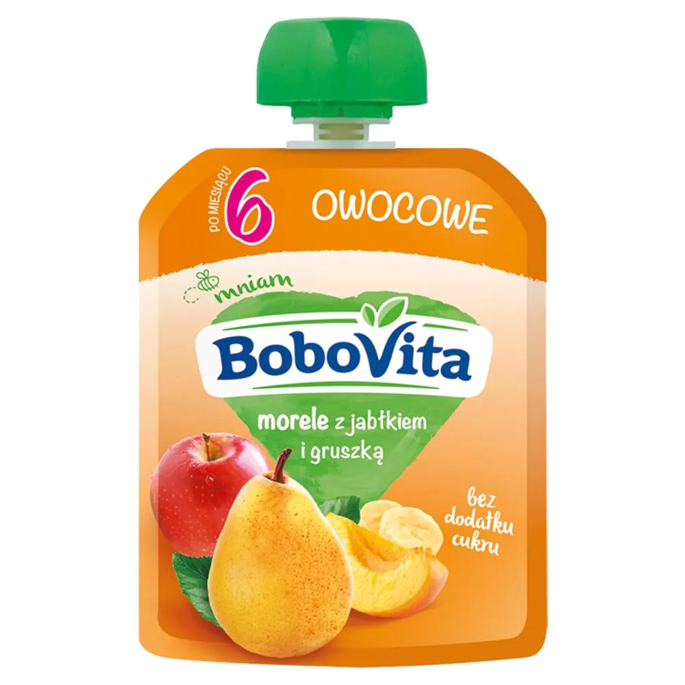 Bobovita abrikosų putėsiai su obuoliais ir kriaušėmis po 6 mėnesių