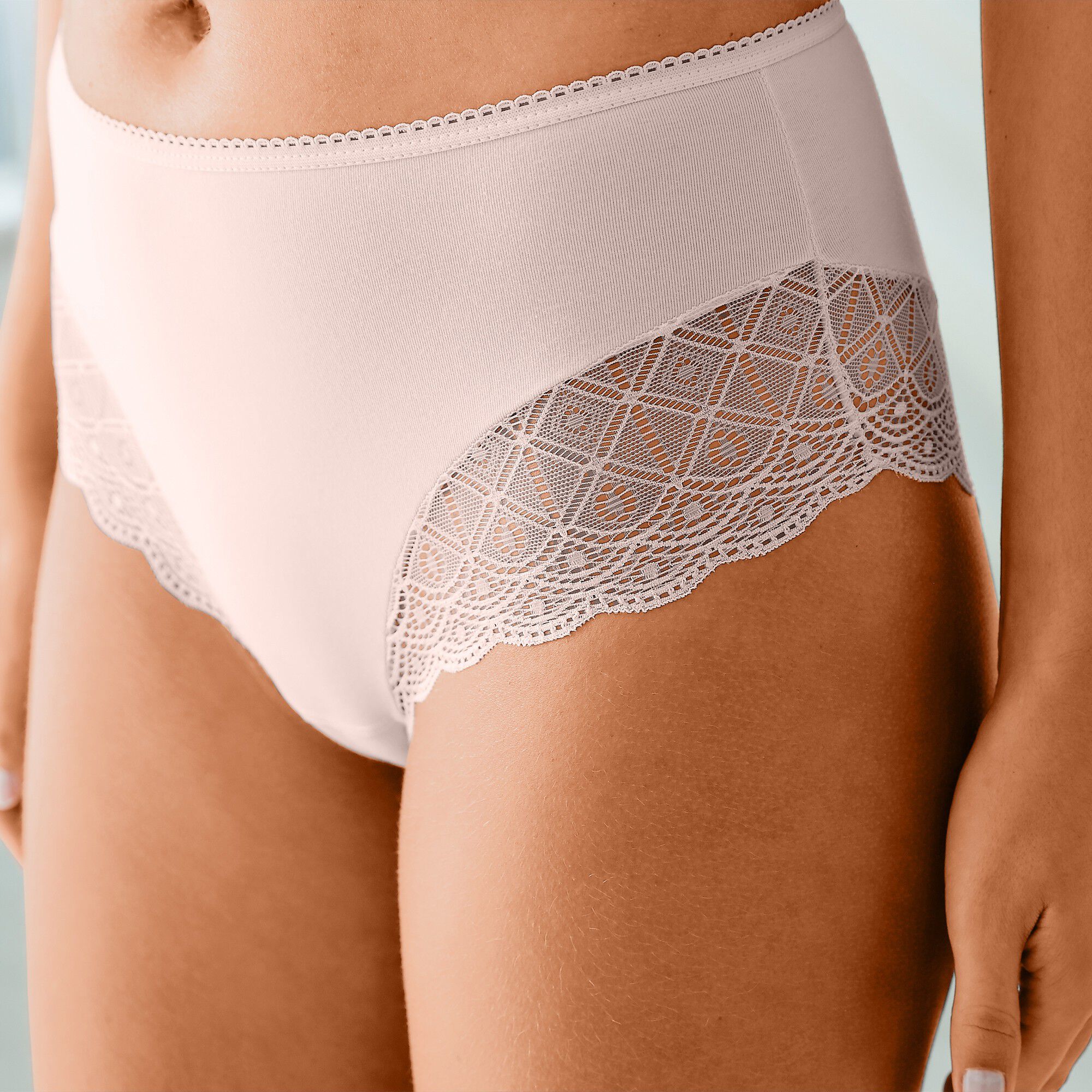 Culotte forme maxi coton uni stretch et dentelle