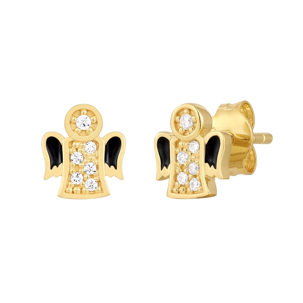 Glanzstücke München Boucles doreilles Ange Argent sterling Oxyde de zirconium (CZ) en Or jaune Boucles d'oreilles