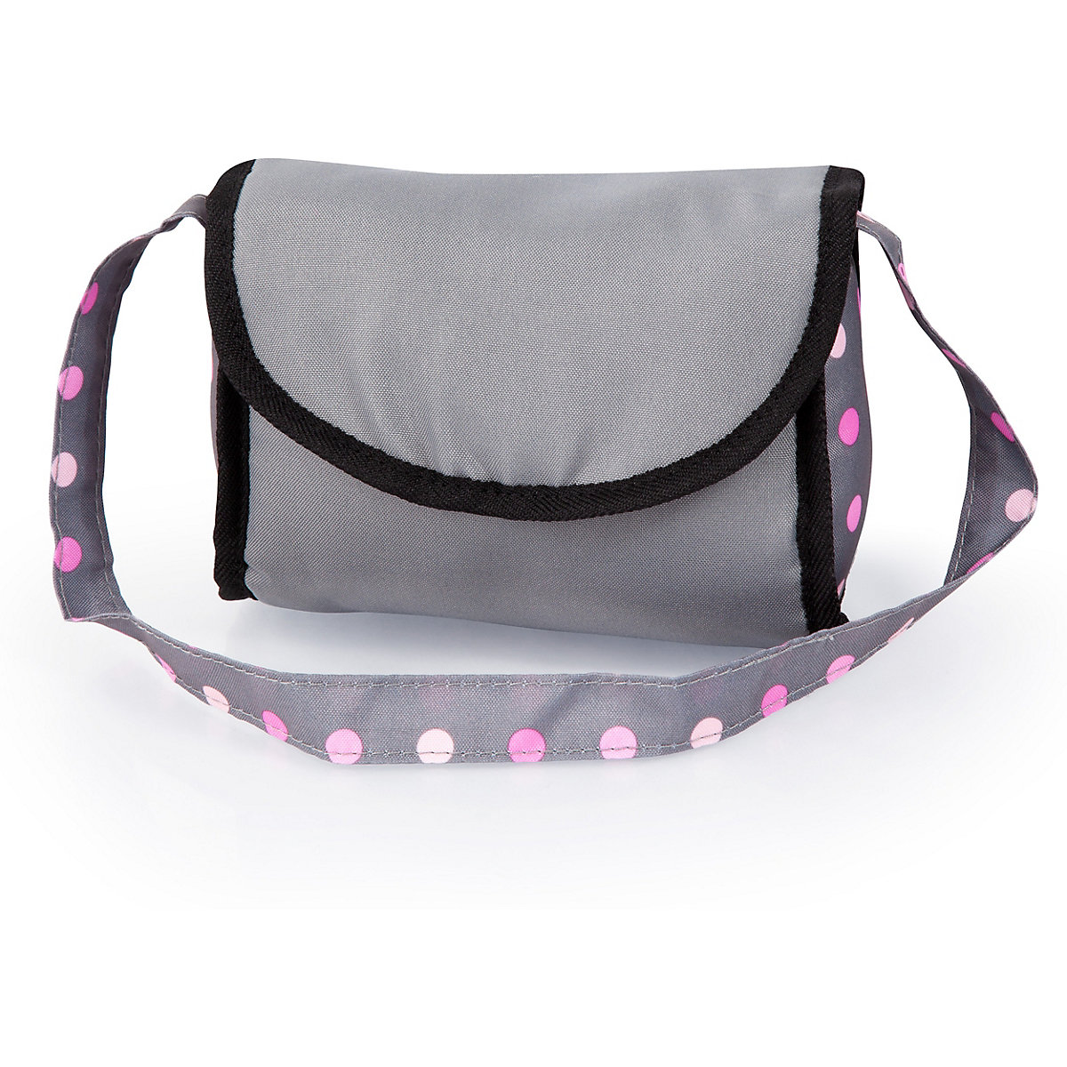 Puppen-Zubehör Set, grau - Puppenbett, Wickeltasche, Schlafsack, Fütterset