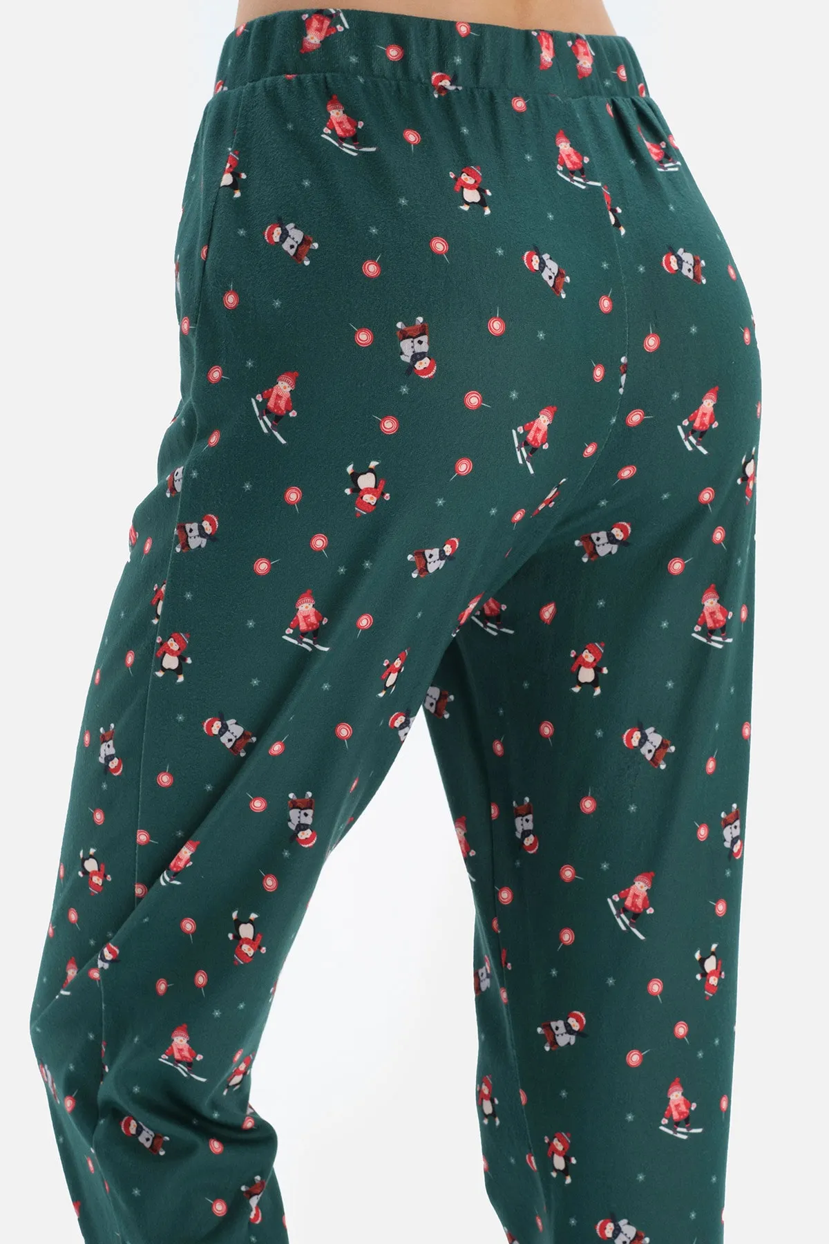 Dagi  Grün bedrucktes Langarm-Pyjama-Set