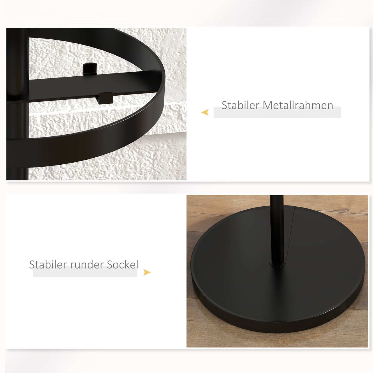 HOMCOM Garderobenständer, Kleiderständer, Garderobe mit 8 Haken für Kleidung