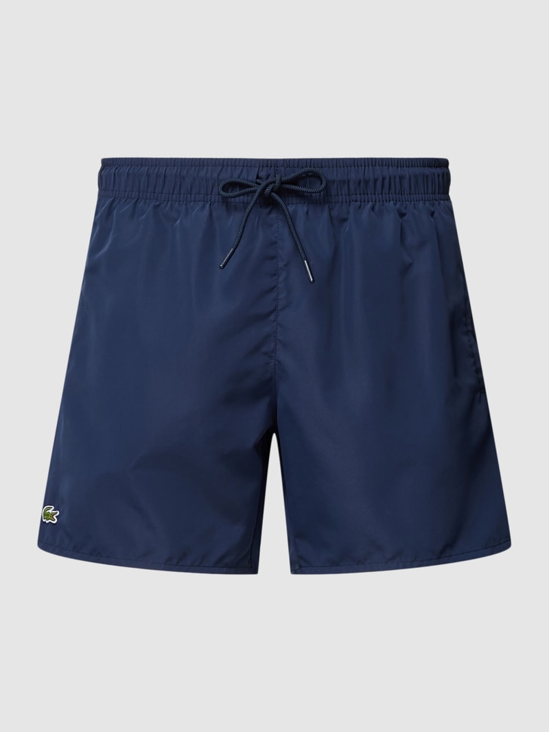 Badehose mit Label-Patch in dunkelblau