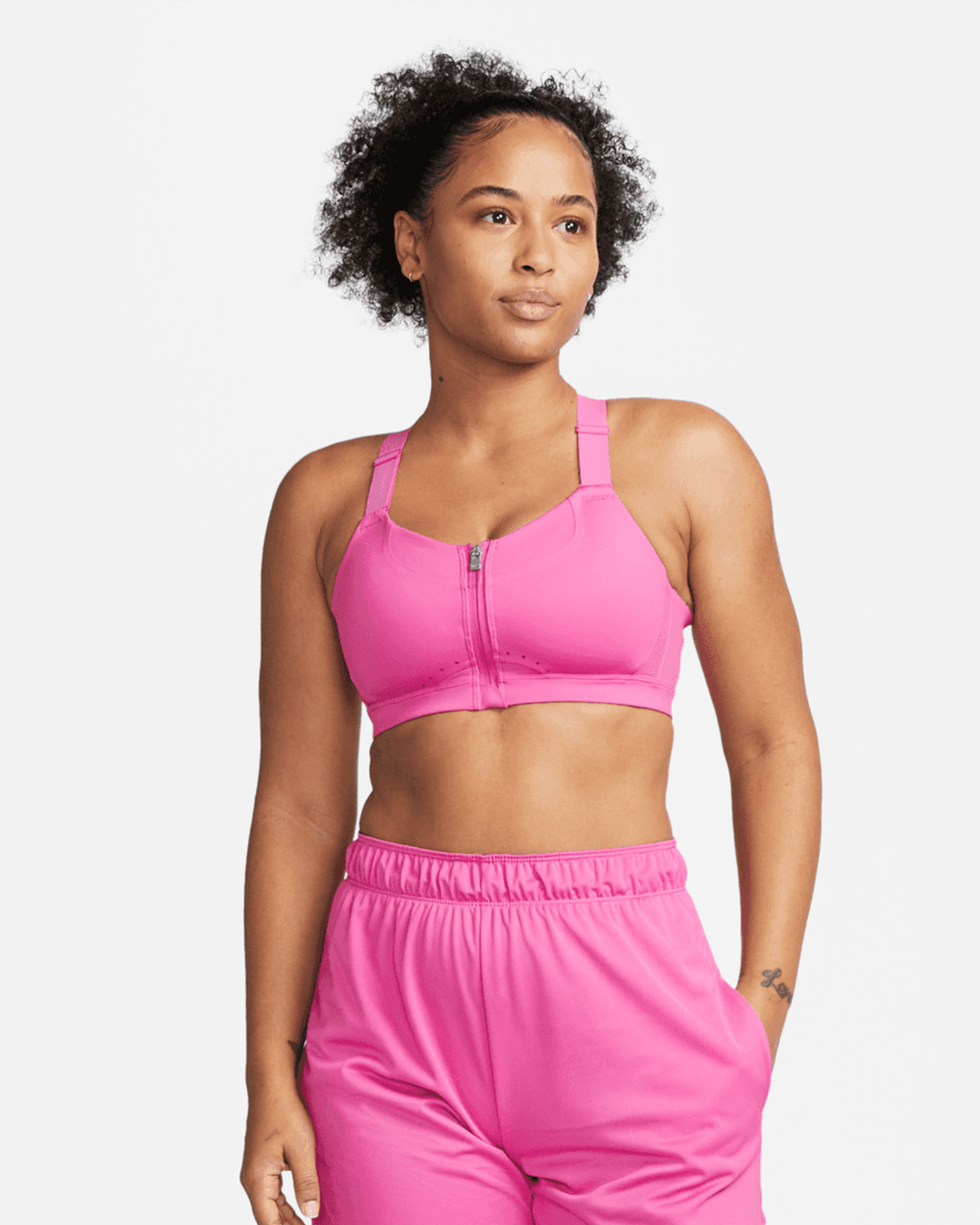 Nike Alpha trainingsbeha met ritssluiting aan de voorkant, maat DD0436-623
