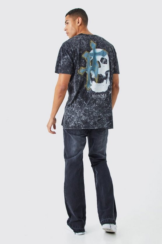Oversize T-Shirt mit Acid-Waschung und Print