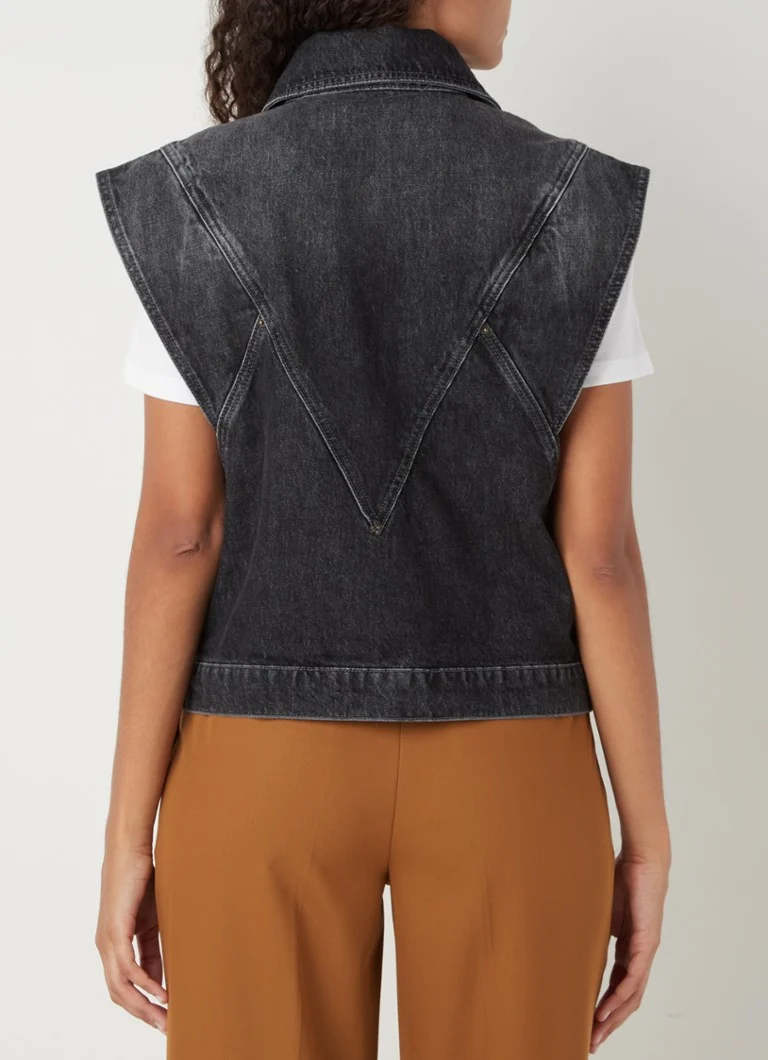 Vestă din denim Ba&sh Max cu buzunare laterale
