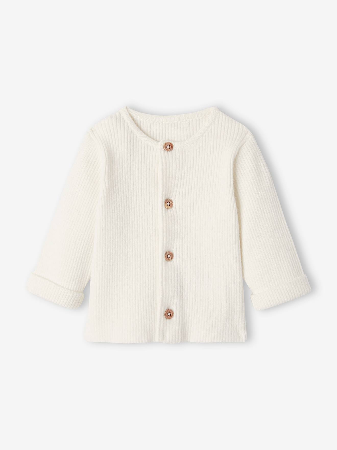 Ensemble mixte en tricot gilet et pantalon bébé blanc