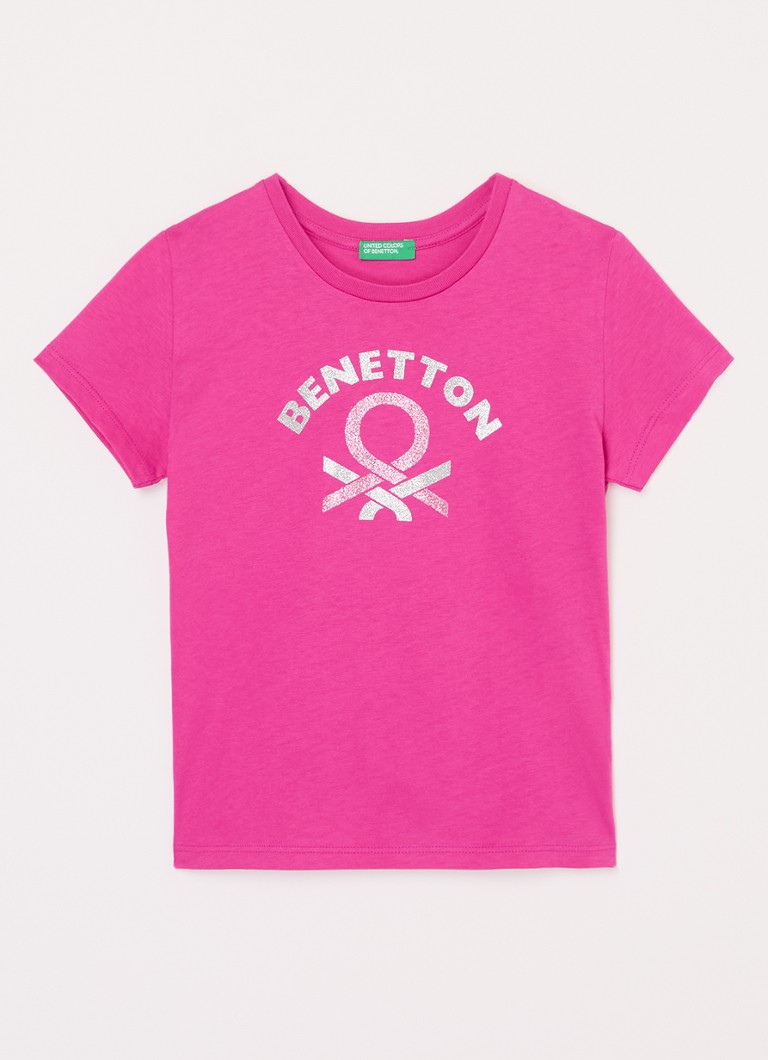 Tricou Benetton cu paiete și logo imprimat.