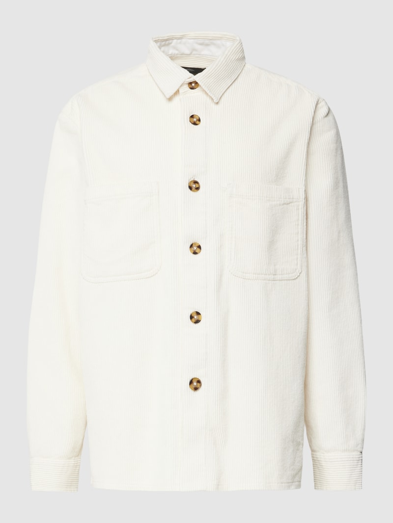 Overshirt aus Cord mit Umlegekragen in offwhite