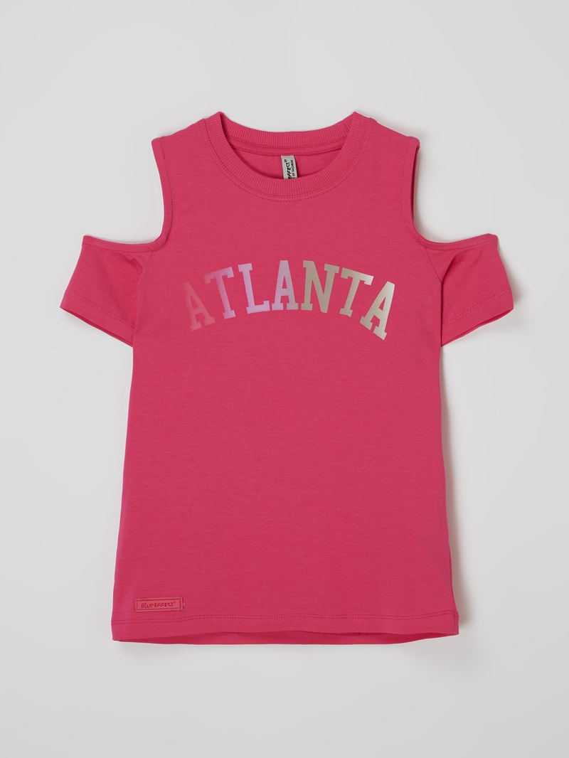 Cold-Shoulder-Shirt mit Print in pink
