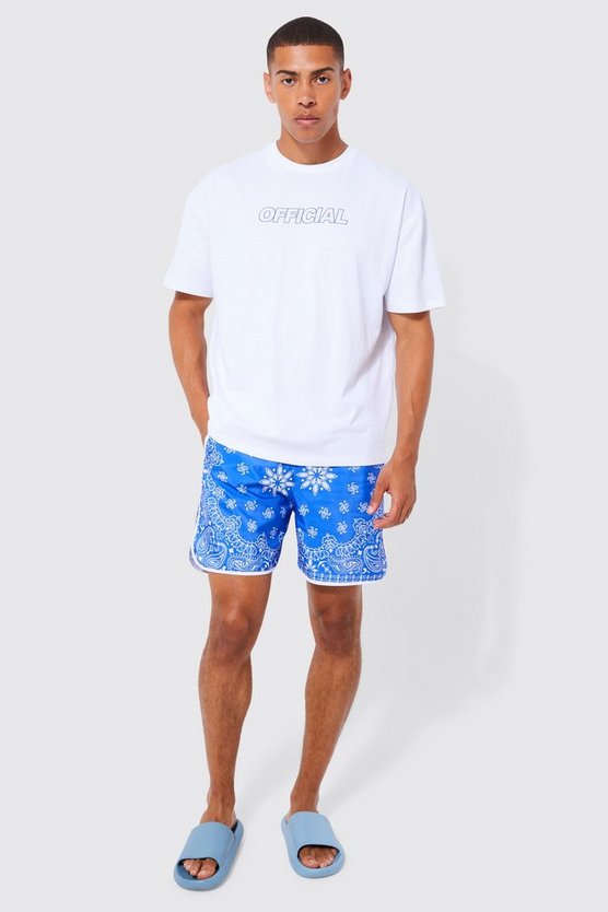 Oversize Official T-Shirt & Badehose mit Bandana-Print