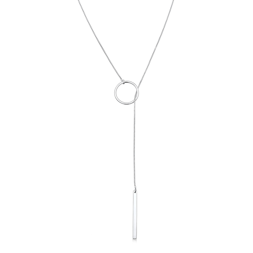 Elli Elli Collier Femmes Chaîne en Y cercle bâton géo en argent sterling 925 collier
