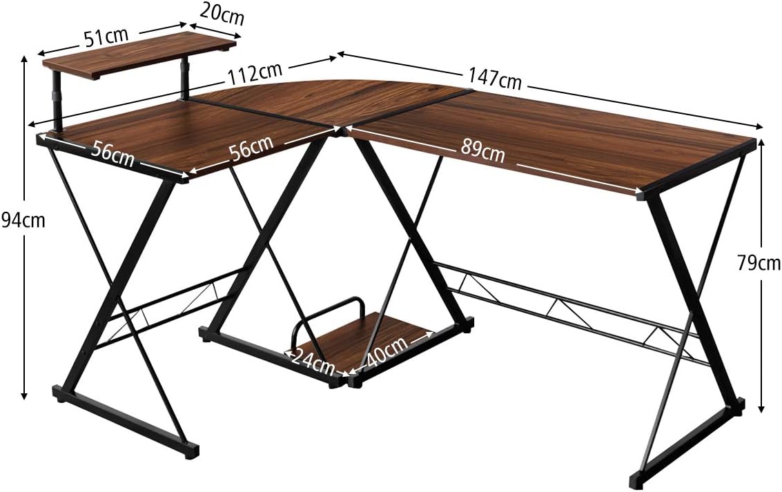 Costway L-Förmiger Computertisch aus Holz