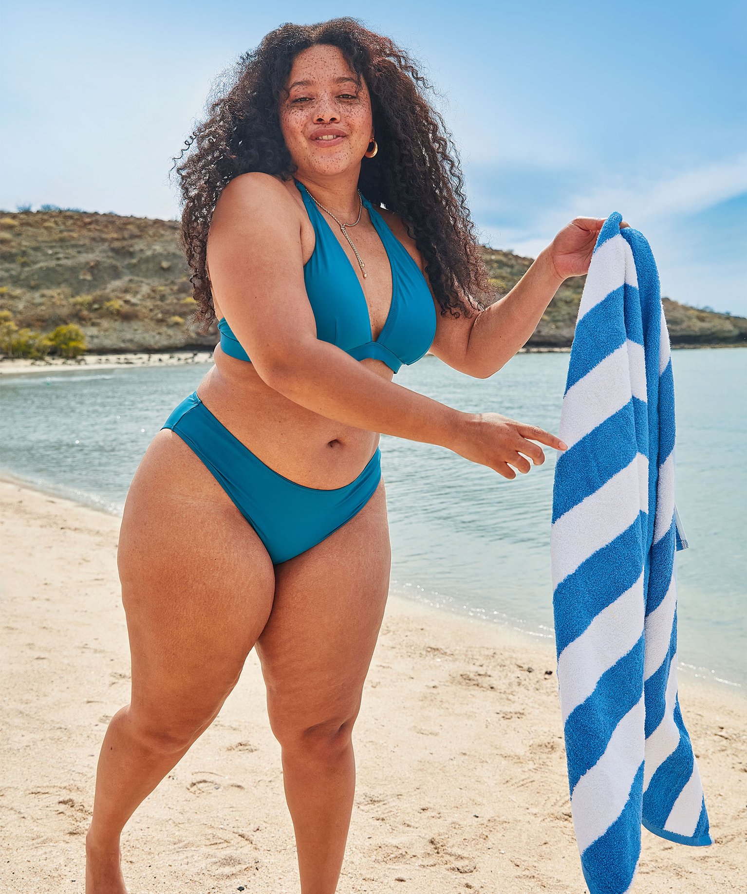 Bas de maillot de bain femme grande taille coupe classique bleu | GEMO