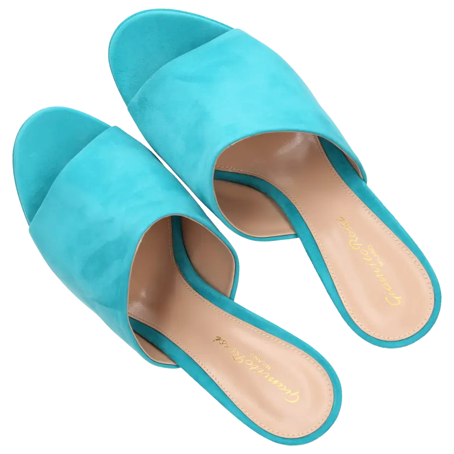 Gianvito Rossi - Pantoletten HOLLY MULE Veloursleder - türkis