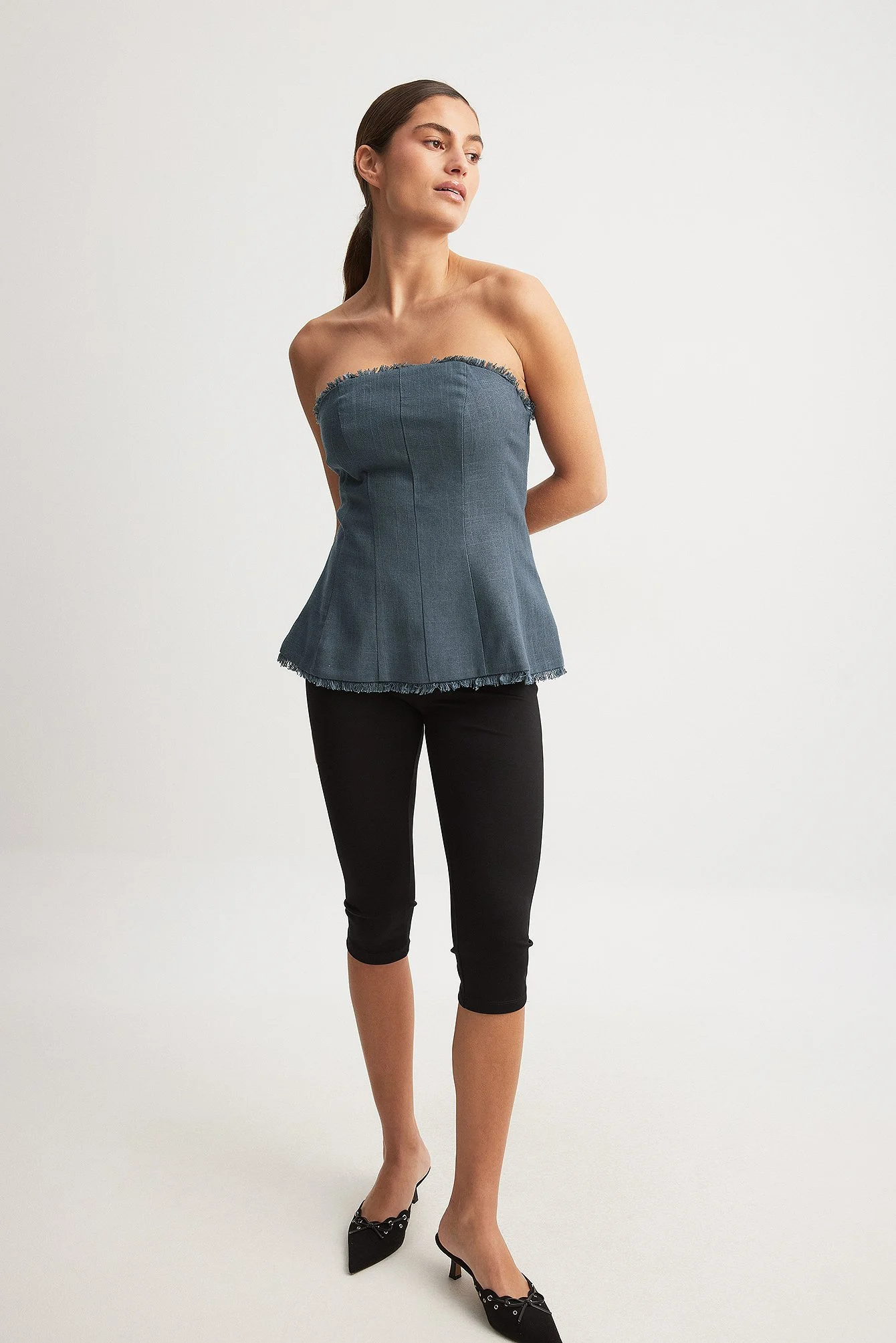 Bandeau-Top aus Leinen-Mix