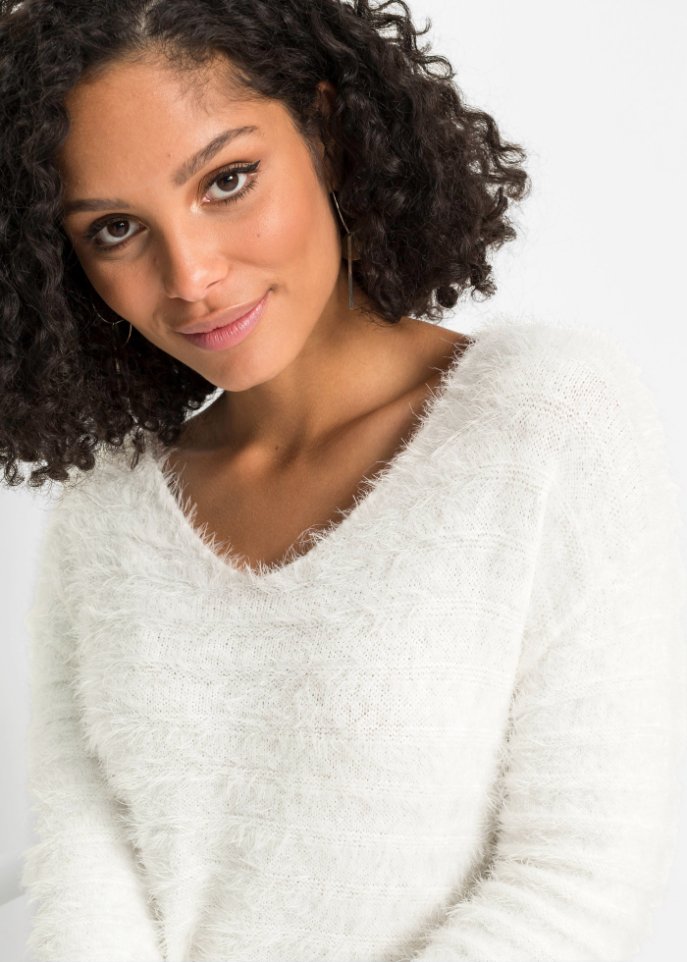 Flauschiger Long-Pullover