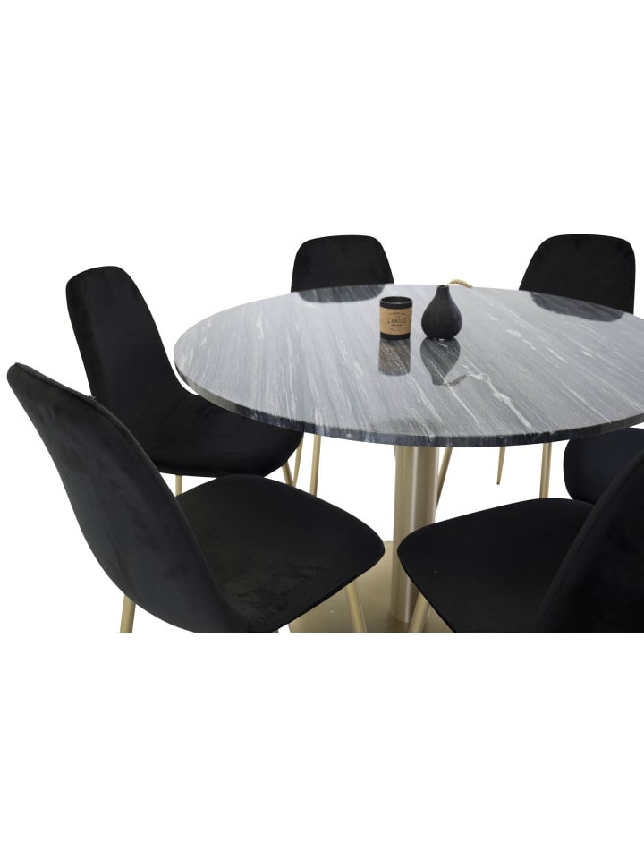 ebuy24 Essgruppe Estelle 9 (7-teilig) Schwarz 106 x 106 cm günstig kaufen onesize