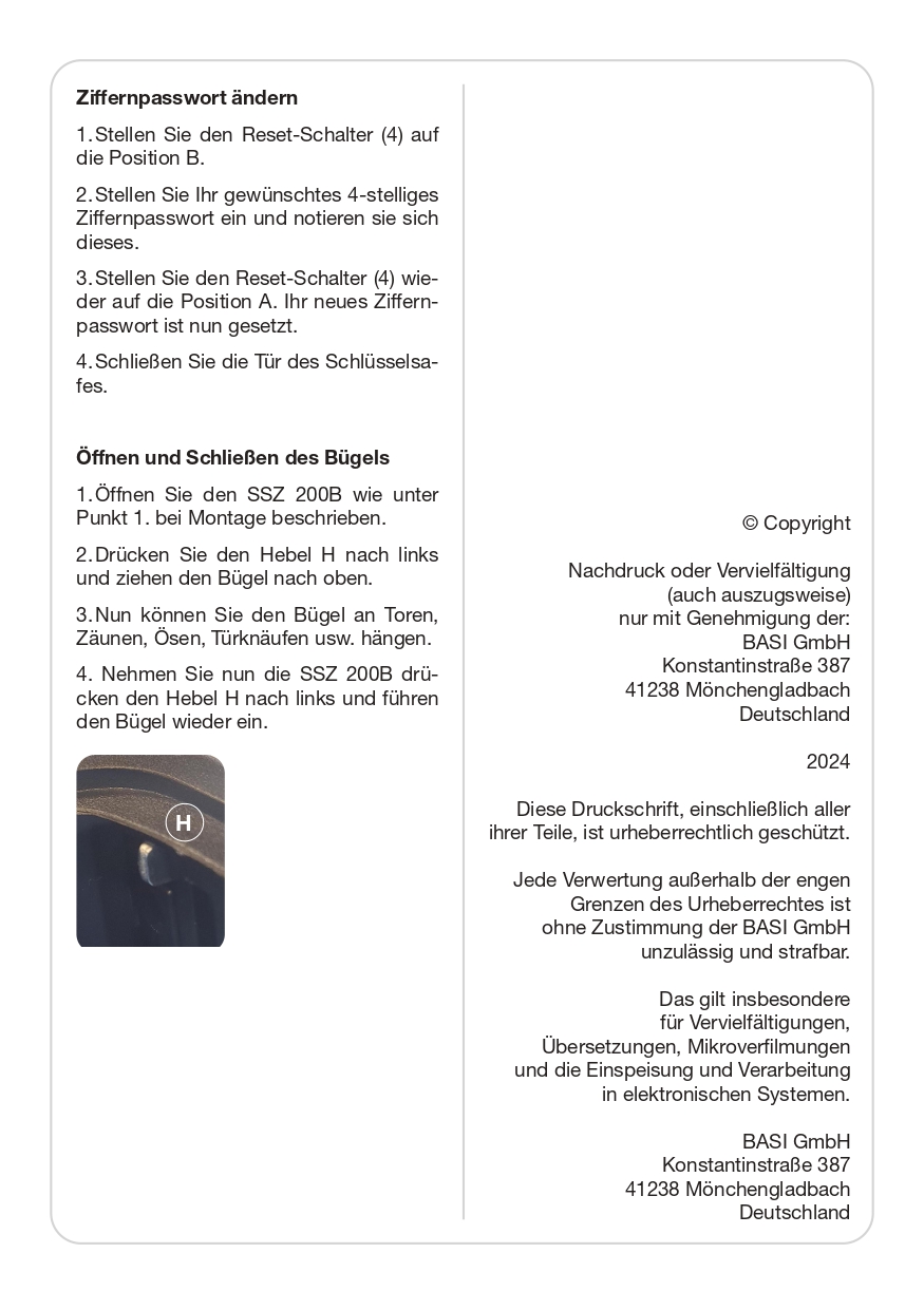 Basi Schlüsselsafe - SSZ 200B - schwarz/grün