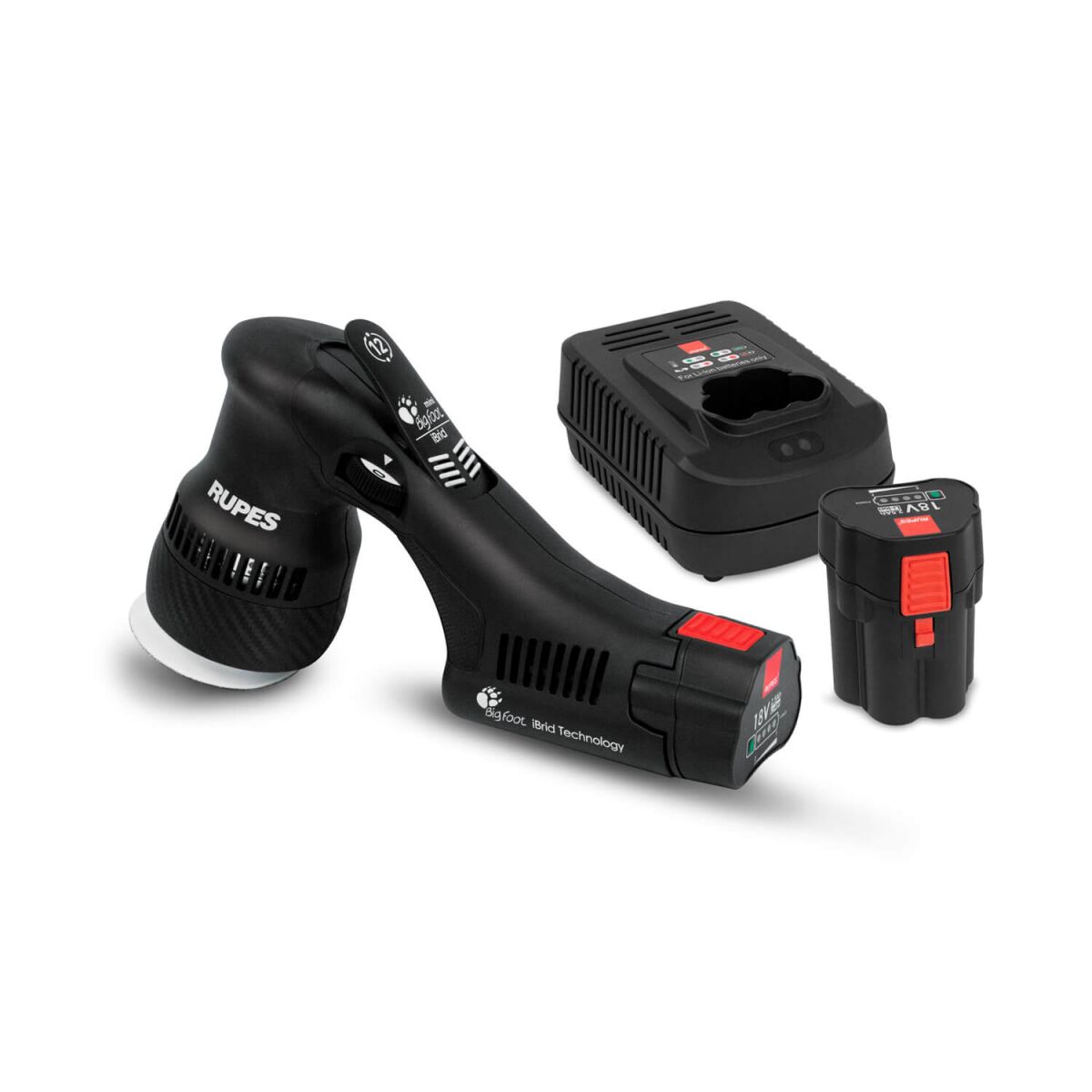 Rupes BigFoot HLR75 iBrid Mini Poliermaschine Battery-Kit, 4-teilig