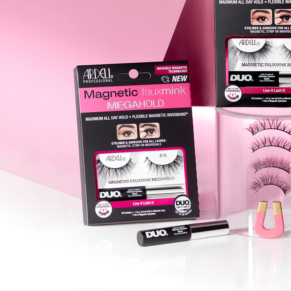 Ardell Faux-Cils Magnétique Faux Mink n°818 avec colle/feutre eyeliner Duo 2,5g Faux-Cils Magnétiques en frange réutilisables, avec colle/feutre eyeliner inclus